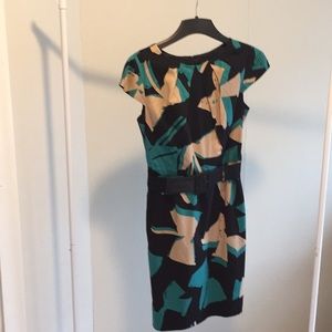 Cap Sleeve Print Dress with Belt